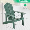 thumbnail image 3 of Costway Chaise Adirondack de Patio en HIPS avec Porte-Gobelet, Résistante aux Intempéries, Extérieure, 380 Lb, Verte, 3 of 10