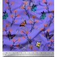 thumbnail image 1 of Soimoi Purple Cotton Voile Fabric Flower & Butterfly Decor Fabric Printed BTY 56 Inch Wide, 1 of 1