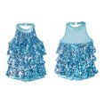 thumbnail image 1 of TiaoBug Girls Sleeveless Shiny Sequins Halter Tassel Mini Dress Latin Jazz Salsa Samba Rumba Unitard Dress Blue 6, 1 of 6