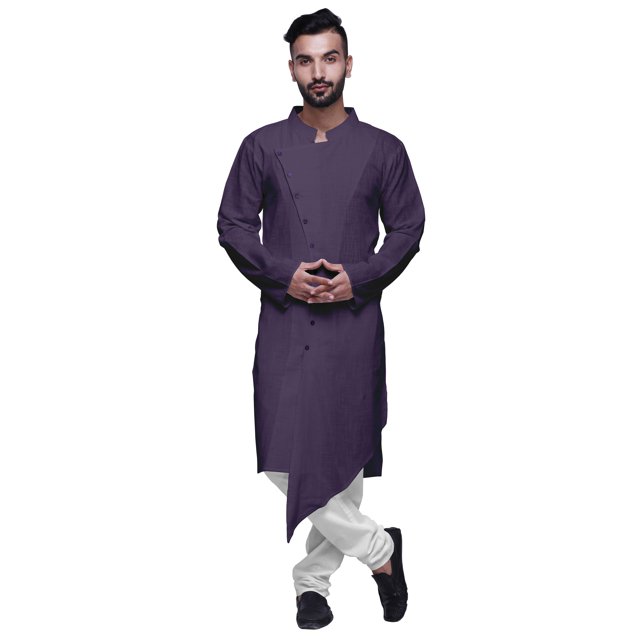 Atasi Solid Long SleeveKurtaFor Men Mandarin Collar Ethnic LongKurtaFor Boys