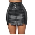 thumbnail image 2 of Pisexur Jupe Mode Femmes Taille Haute Décontractée Dames Bouton Mini Ajustée Jupes en Cuir Femmes Jupes, 2 of 8