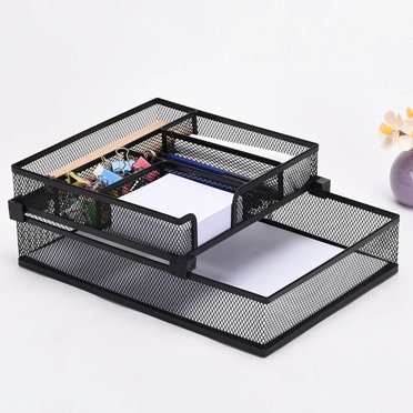Paper Tray Organizer, Mesh Double Layer  Paper Storage Tray Metal  for Classroom for Office