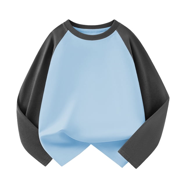 MIASHUI Chandails de Sport à Manches Longues pour Filles et Garçons, Couche de Base en Coton Extensible, Bleu Pâle, 7-8 Ans
