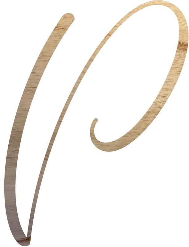 Unfinished Wood Letter P, Craft Alphabet 3'' Tall Wooden Letter Wall Décor, Bellany Script Font