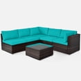 thumbnail image 1 of Patiojoy 6PCS Wicker Patio Sectional Conversation Furniture Set with Coffee Table & Seat Cushions Turquoise, 1 of 6