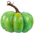 thumbnail image 3 of Northlight Crackle Finish Fall Harvest Pumpkin Decorations - 5" - Green and Gold - Set of 2, 3 of 6