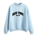 thumbnail image 1 of HNMKIU Women's Tops Autumn Winter O Neck Solid Color Printed Long Sleeve Pullover Sweatshirt, 1 of 4