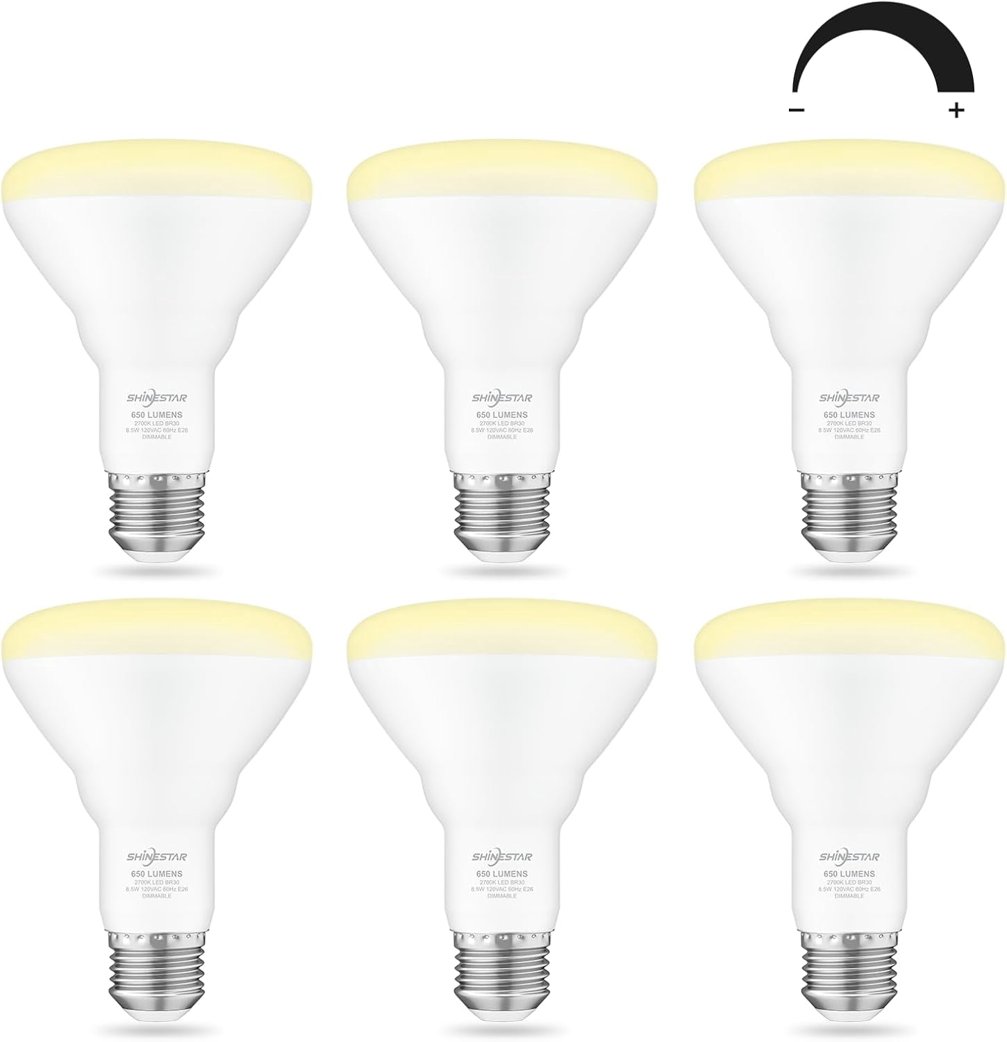 SHINESTAR BR30 LED Can Light Bulbs 2700K Warm White Dimmable 65W Equivalent Ceiling Recessed Lamps 6-Pack