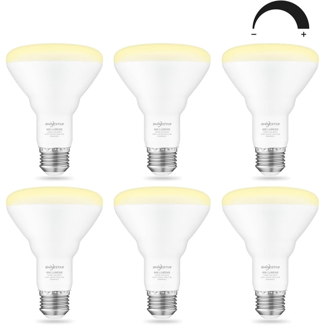 SHINESTAR Can Light Bulbs, Warm White 2700K, BR30 LED Recessed Lights for Ceiling, 65W Equivalent, Dimmable, 6-Pack