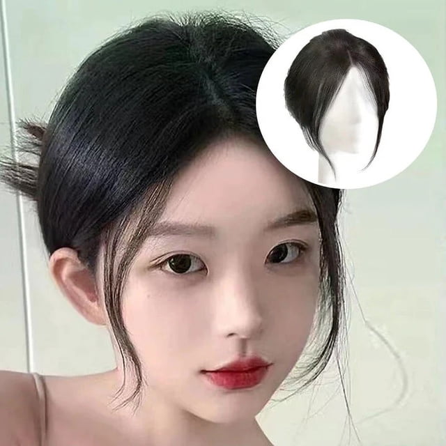 RKSTN Wigs Human Hair Women's Wig Top Patch With Eight Point Bangs In The Middle Glueless Wigs
