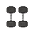 thumbnail image 1 of Hex Dumbbell Set of 2, 40 LB Pair – Adjustable Rubber Encased Cast Iron Weights – Non-Slip Textured Grip, Anti-Roll Design, Home Gym Strength Training, Black, 1 of 8