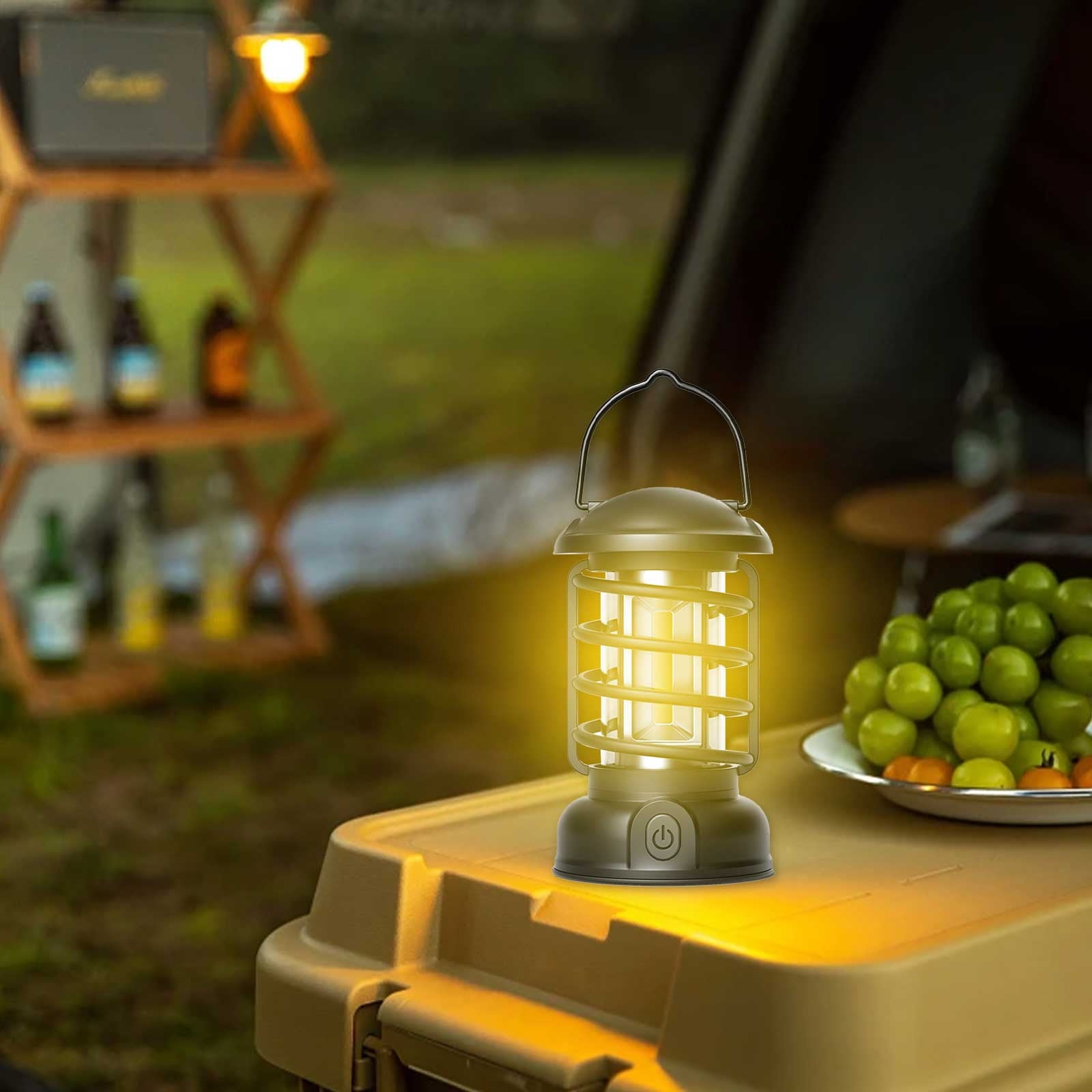 Suokom Portable Retro Camping Lamp Usb Rechargeable Camping Lantern Hanging Dimmable Led Tent Lantern Waterproof Lightweight Camping Lights For Courty