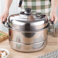 thumbnail image 1 of Stainless Steel Steamer Pot, Safe Gas Stove Steamer Pot 2 Tier  for Kitchen, 1 of 8