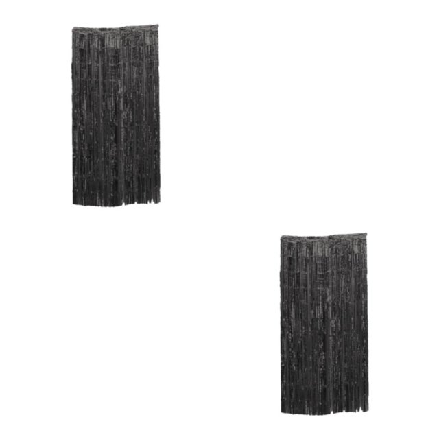 Wweixi Customized Fringe Curtain For Exquisite Anniversary Party Decorations Luster Black 2Set