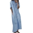 thumbnail image 2 of Fshaion Robe d'Été pour Femmes 2024 Robe Grande Taille pour Col en V Décontractée Robes d'Été Poche Genou Manches Courtes avec Poches Liquidation à Moins de 10!, 2 of 6