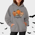 thumbnail image 2 of WEAIXIMIUNG Sweat à Capuche pour Femmes, Graphique, Imprimé Citrouille, Manches Longues, Décontracté, avec Poche, 2 of 3
