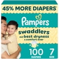 thumbnail image 1 of Pampers Swaddlers Couches, Taille 7 (26-50 lbs), Absorbantes, Garde Bébé au Sec et à l'Aise, Couche pour Bébé Jetable Sans Danger pour la Peau, 1 of 27