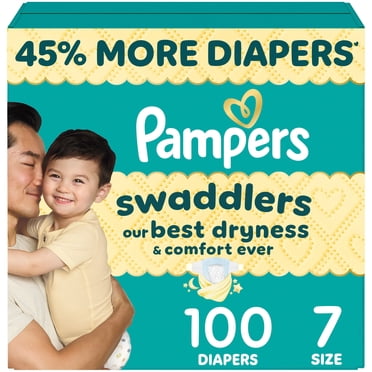Pampers Swaddlers Diapers, Size 7 (26-50 lbs), Absorbent, Keeps Baby Dry and Comfortable, Skin Safe Disposable Baby Diaper