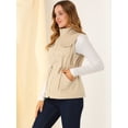 thumbnail image 4 of INSPIRE CHIC Women's Sleeveless Drawstring Waist Pocket Sleeveless Zipper Utility Vest, 4 of 6