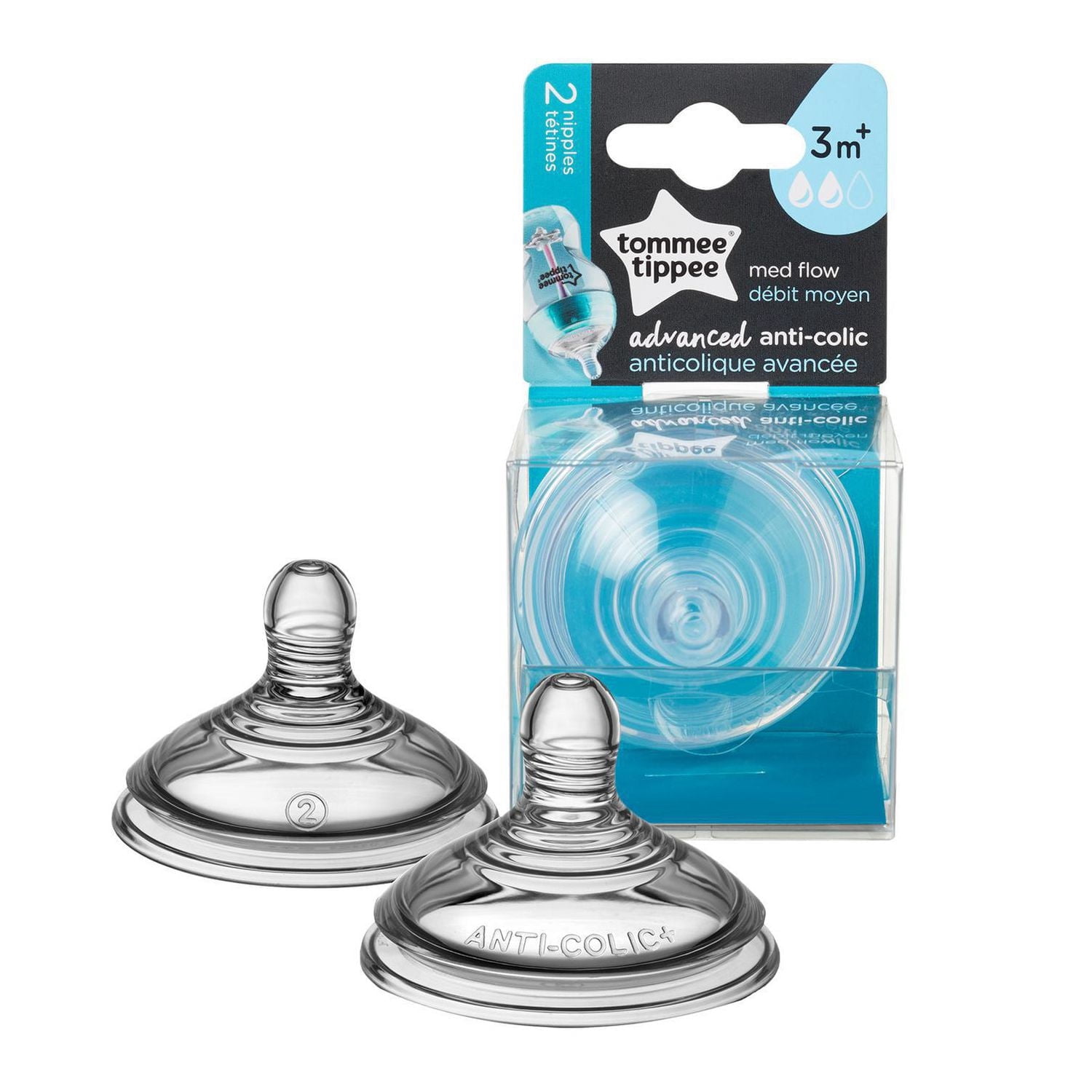 Tommee Tippee Advanced Anti-Colic Medium Flow Baby Bottle Nipples