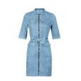 thumbnail image 3 of Gspmoly Robes Décontractées pour Femmes, Robe Décontractée à Fermeture Éclair à Col en V à Manches Courtes pour Femmes Grande Taille, Robe en Faux Jean, Articles en Liquidation de Robes Habillées pour Femmes, 3 of 8
