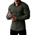 thumbnail image 1 of Pompotops Chemise Homme Décontractée Unie à Col Rabattu Boutonnée à Manches Longues en Solde, 1 of 8