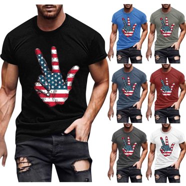 Txeol USA 4th of July Shirts for Men American Flag Short Sleeve Patriotic Independence Day Tee Top,Dark Gray,XL