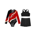 thumbnail image 3 of Yhong Leotards for Girls Gymnastics Bodysuits Long Sleeve Athletic Dance Unitard Ballet Dance Class Red 14, 3 of 5
