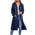 thumbnail image 1 of CEHVOM Manteau à Capuche Décontracté pour Femmes à Manches Longues, Ample, Mode, avec Poches, Fermeture Éclair, Uni, Liquidation, 1 of 6