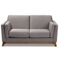 thumbnail image 3 of Baxton Studio Sava Fabric Upholstered Loveseat in Grey and Walnut, 3 of 9