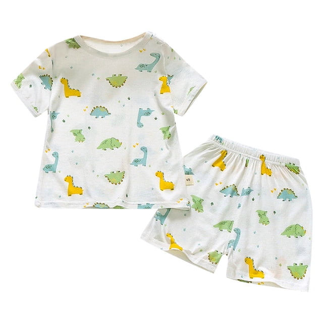 GDREDA Boys's Fall Pajamas Striped Short Sleeve Sets Modal Pjs (Sky Blue,8-9 Years)