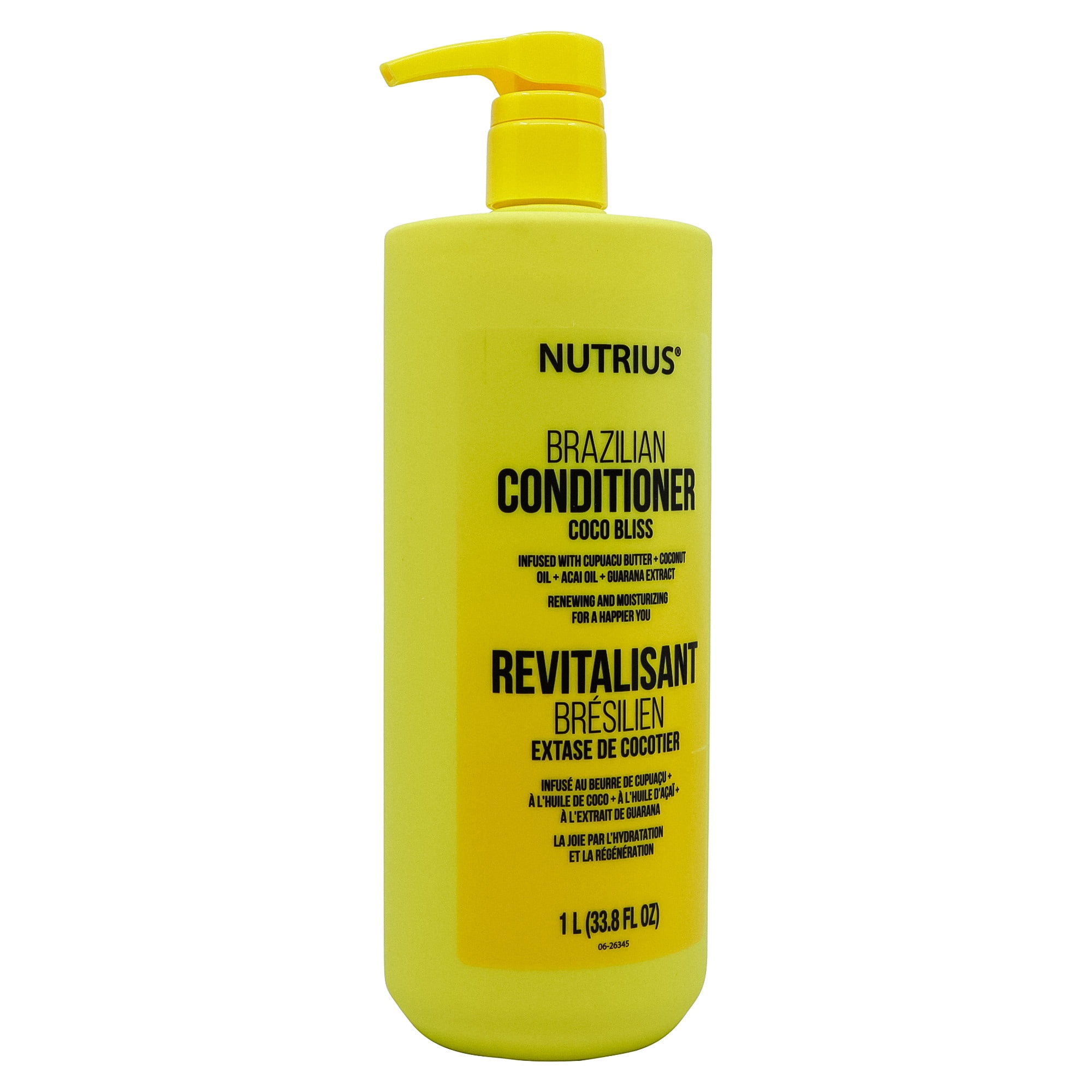 NUTRIUS Renewing and Moisturizing Brazilian Conditioner with Cupuacu Butter, Acai Oil, Coconut Oil, and Guarana Extract. 1Lt