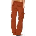 thumbnail image 3 of Jsaierl Pantalon Cargo de Randonnée pour Femmes à Jambe Grand, Taille Élastique, Bouton, Pantalon Décontracté, Couleur Unie, Pantalon de Jogging de Randonnée avec Poches à Rabat, 3 of 6