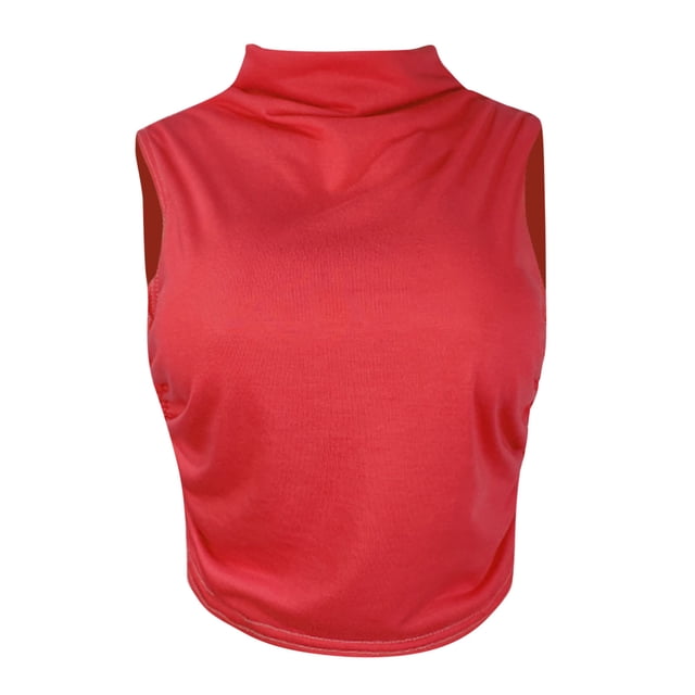 Mode Femmes T-Shirt Sans Manches Uni Blouse Chemises Gilet Court Ajusté Hauts