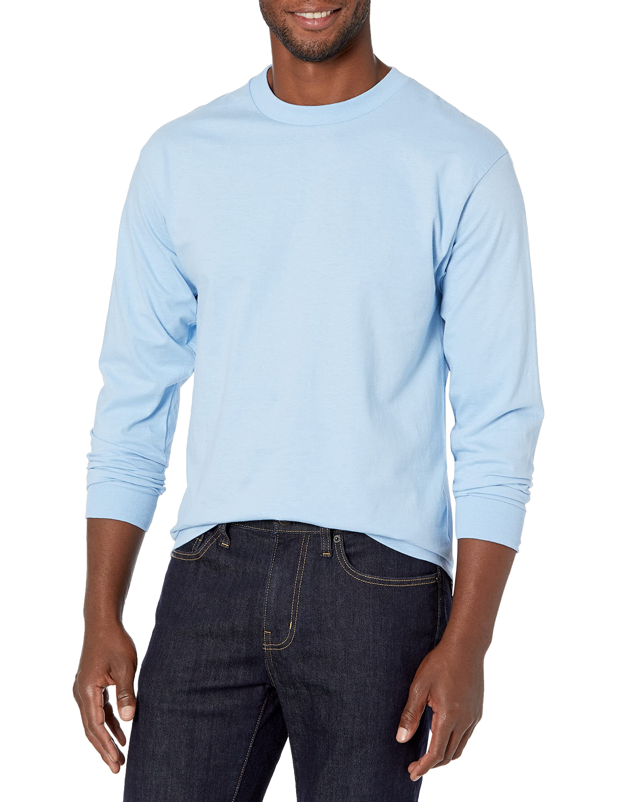 Hanes Chemise à Manches Longues pour Hommes, Bleu Clair, S