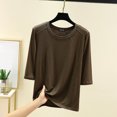thumbnail image 2 of Timegard Hauts pour Femmes Col Rond Manches 3/4 Blouse Ample Confortable Décontractée Couleur Unie Pyjama T-Shirt Hauts, 2 of 6