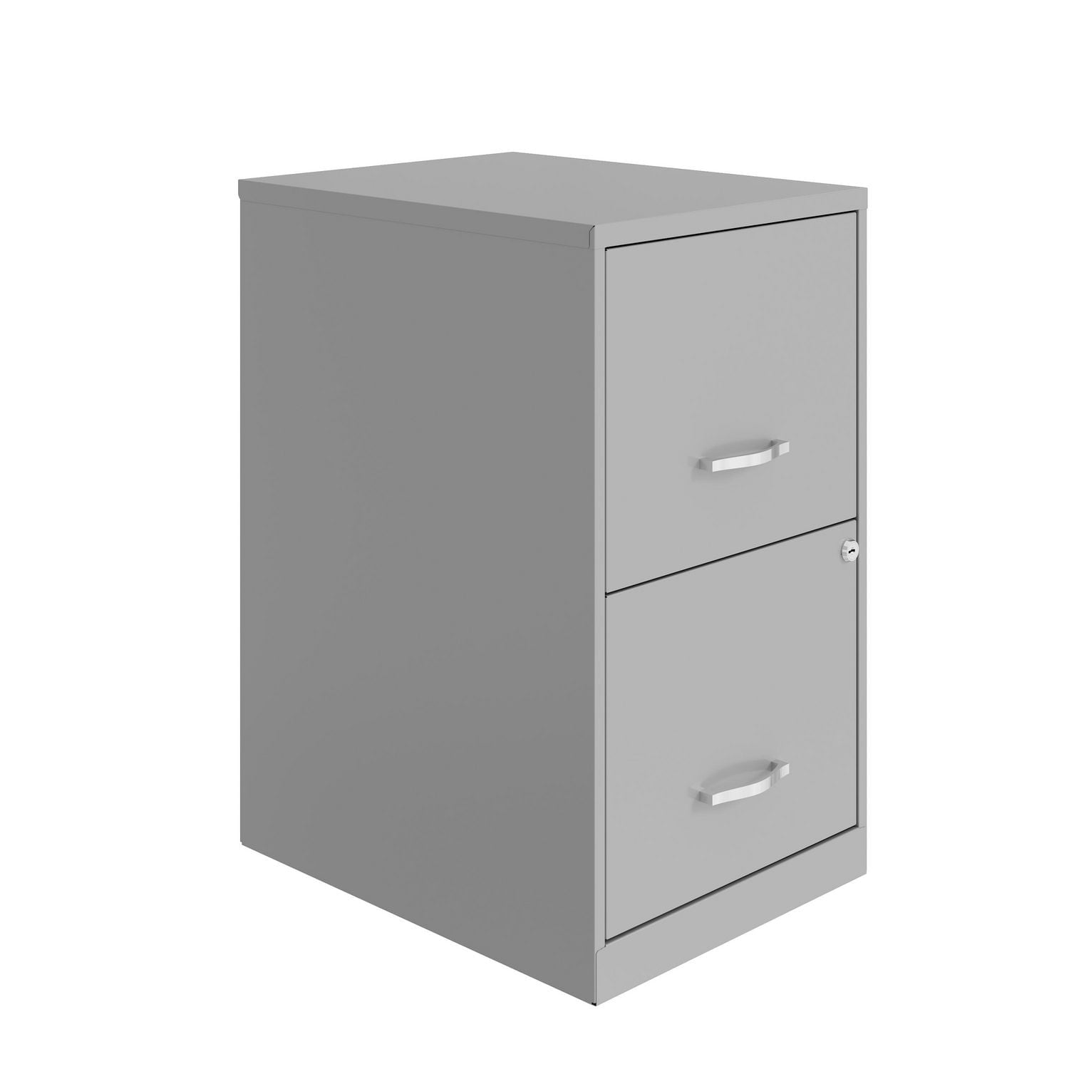 Space Solutions 18 inch 2 Drawer Metal File Cabinet, Arctic Silver