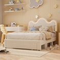 thumbnail image 4 of Eastvita Girls' Boucle Platform Bed Frame with Adjustable Upholstered Headboard/Storage Drawers - Princess Bed Frame for/Strong Wood Slat Support/No Box Spring Needed/Easy Assembl..., 4 of 7