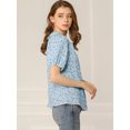 thumbnail image 4 of INSPIRE CHIC Women's Floral Puff Sleeves Pleated Collar Button Down Shirt, 4 of 6