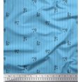 thumbnail image 1 of Soimoi Blue Moss Georgette Fabric Buds & Stripe Print Fabric BTY 42 Inch Wide, 1 of 4