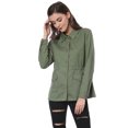 thumbnail image 4 of INSPIRE CHIC Women's Solid Drawstring Waist Flap Pocket Utility Jacket, 4 of 7