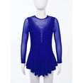 thumbnail image 3 of Linjinx Filles Enfants Justaucorps Robe de Danse Ballet à Manches Longues en Maille à Strass Assemblée Costume de Compétition de Patinage Artistique Bleu Marine 16, 3 of 7