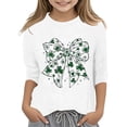 thumbnail image 1 of Chandails pour Filles Taille 14 avec Soutien-Gorge Intégré T-Shirt Graphique de la Saint-Patrick à la Mode Polyvalent Col Rond Manches 3/4 Décontracté, 1 of 4