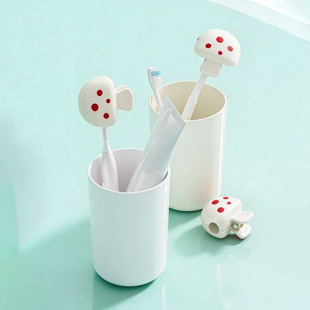 5Pcs Mushroom Toothbrush Holder, Cagogo Mushroom Toothbrush Holder, Travel Toothbrush Cover Case for AdultsKids, Portable Toothbrush Protector Cap for Dust Prevention, Waterproof Toothbrush Storage