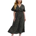thumbnail image 2 of LSLJS Women's Décontracté Sexy Mode Summer V Neck Short Sleeve Ample Impression Plus Size Dress, 2 of 7