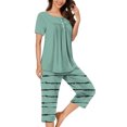 thumbnail image 2 of Rbaofujie Chemises de Nuit pour Femmes Femmes Décontracté Col Rond Manches Courtes Blouse Pantalon Mode Pyjama Ensemble Grande Taille Robe, 2 of 7