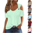 thumbnail image 1 of QIPOPIQ Women's Cold Shoulder Tops Short Sleeve V Neck T Shirts Basic Summer Tees Clearance, 1 of 7