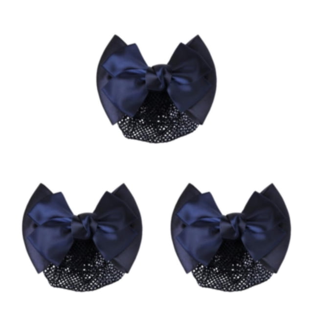 Transemion Wide Application Bow Hair Net For Elegant And Professional Looks Good Gifts blue fine net 3Set