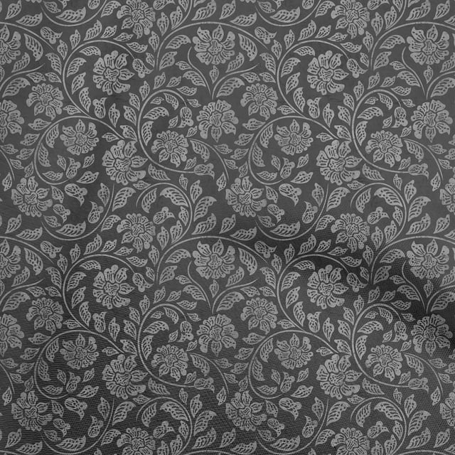 oneOone Silk Tabby Dark Gray Fabric Asian Batik Floral Craft Projects Decor Fabric Printed By The Yard 42 Inch Wide