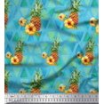 thumbnail image 1 of Soimoi Blue Georgette Viscose Fabric Triangle & Pine Fruits Printed Fabric 1 Yard 42 Inch Wide, 1 of 5
